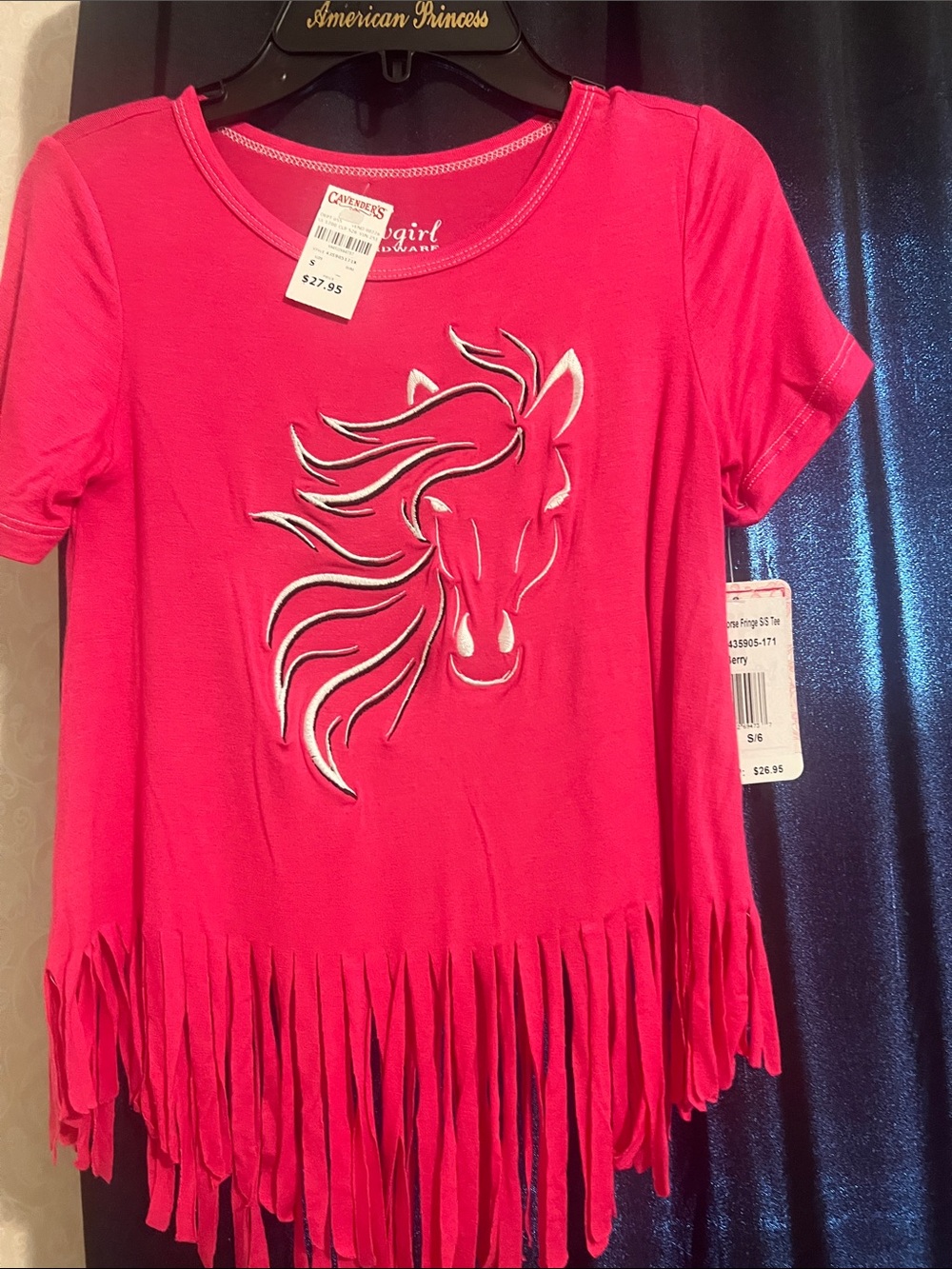 American Girl Hot Pink Fringe Horse Tee